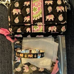 Vera Bradley Pink Elephants Crossbody & Bracelet